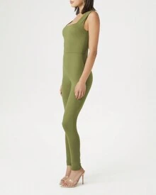 Sleeveless Fitted Jumpsuit - màu xanh lá - Xem 3