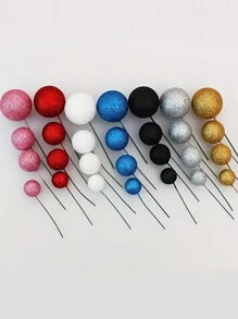 20 piezas Bolas de deseo rojas con glitter para decoración de pasteles de cumpleaños, postres y suministros de repostería