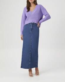 Drop-Sleeve Cropped Sweater - Màu tím - Xem 5