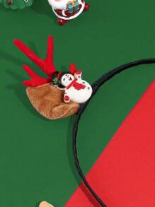 1頂女士紅色聖誕鹿角發箍,適用於日常或節日裝扮