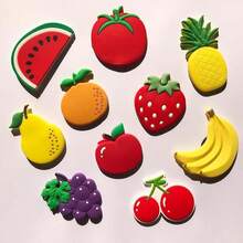 6pcs Random Style Cartoon Fridge Magnets Soft Pvc & Magnetic Stickers, Decorative Alphabet & Mini Fruit Design - Multicolor - View 3