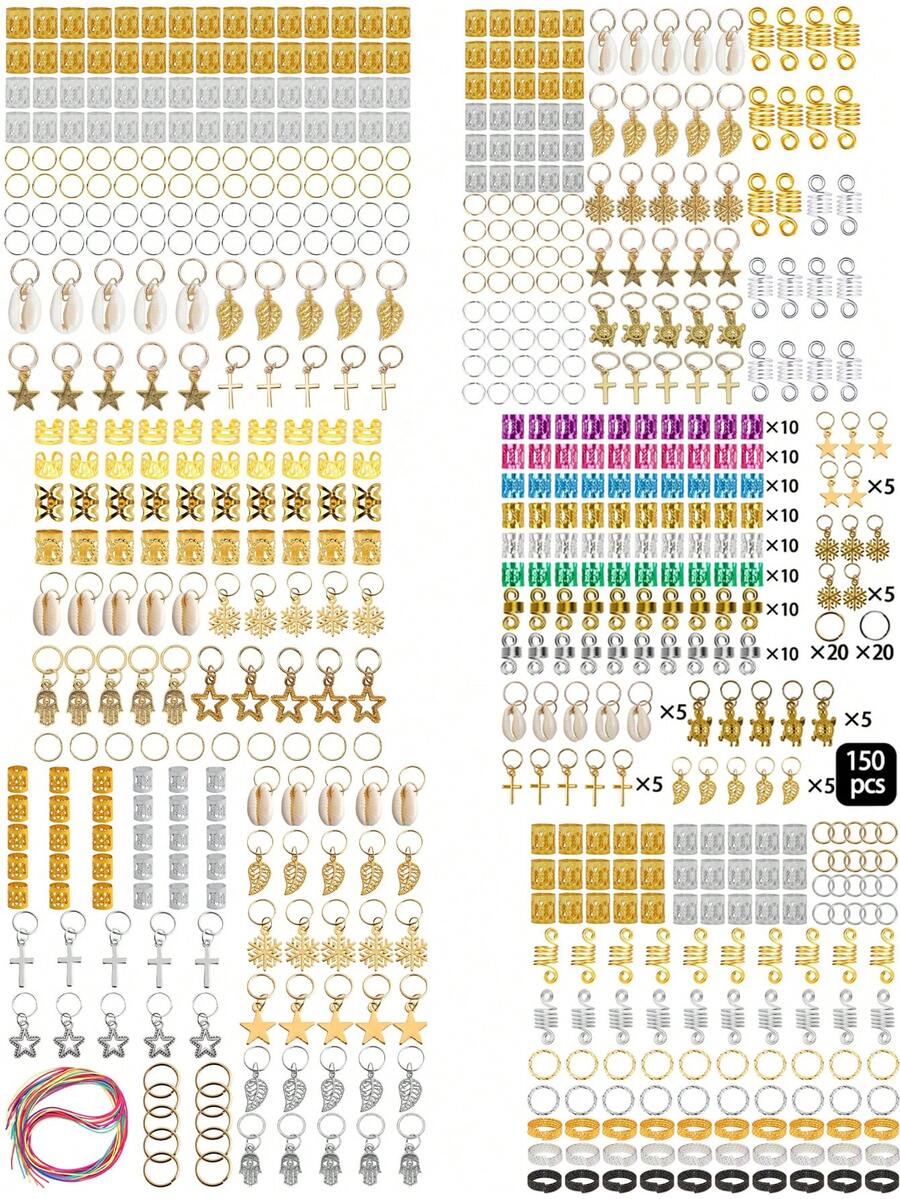 70- 非洲辫子扣、隐藏式银饰、手链配饰、吊坠、DIY 配饰套装、多种假发配饰、发环