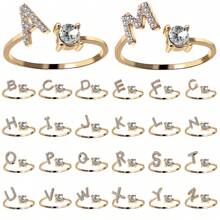 Anillo ajustable para nudillos con letras y cristal Az, regalo para mujeres y niñas que cubre 26 iniciales, perfecto para crear un momento inolvidable, 1 pieza