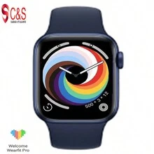 SC&S ，SMART WATCH M7 MAX， RELOJ inteligente, MEJOR APP WEARFIT PRO - Azul Marino - Ver 1