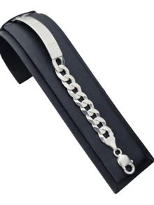 Elegante esclava gruesa estilo barbada hecha de plata esterlina .925 - Plateado - Ver 4