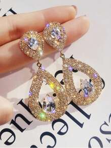 Rhinestone Water Drop Earrings