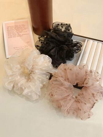 3pcs/Set Floral Scrunchies, Oversized Hair Ties, Cute Ponytail Holders, Back To School Hair Accessories