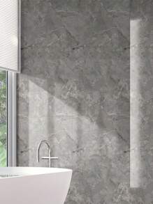 6pcs 0.54m2 Gray Glossy Marble Pattern Imitation Tile Wall Stickers Waterproof And Moisture-proof Wall Renovation Wallpaper 3d Self-adhesive Ugly Wall Panel Bathroom Bathroom Stickers - Grey - View 12