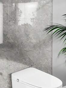 6pcs 0.54m2 Gray Glossy Marble Pattern Imitation Tile Wall Stickers Waterproof And Moisture-proof Wall Renovation Wallpaper 3d Self-adhesive Ugly Wall Panel Bathroom Bathroom Stickers - Grey - View 11