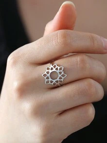 1枚女款精緻不鏽鋼向日葵戒指,時尚簡約指環珠寶,母親節感恩節禮物