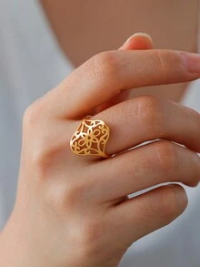 1枚女款精緻不鏽鋼向日葵戒指,時尚簡約指環珠寶,母親節感恩節禮物