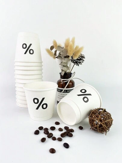 25 件黑白双层一次性咖啡纸杯适合家庭聚会、商务接待、冷热饮品销售