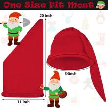 2入組小矮人帽子小矮人服裝帽聖誕有趣童話服裝派對帽子成人和兒童均適用 - 紅色+綠色 - 查看 2