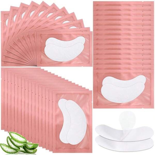50 Pairs Under Eye Patches, Isolation Eyelash Extension Pads, Under Eye Gel Pads for Pro Salon and Individual, DIY Lashes Extension Supplies (Pink)