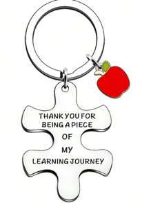 1pc Universal Apple Shaped Keychain With Thank You For Being Jigsaw Puzzle Piece Gift Mini Gift Novelty Gifts Man Gift Ideals Gift For Boyfriend Husband Gifts Uncle Gifts Gifts For Brothers Gift For Girlfriend Women Gifts Key Chain Charms Keyrings Matching Keychains Couple Keychain School Supplies Teacher Gifts Back To School Teacher Accessories