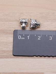 10入組/袋,10x8x7mm(0.39x0.31x0.28英吋)古銀色豹紋小孔隔珠吊墜,適用於diy珠寶製作