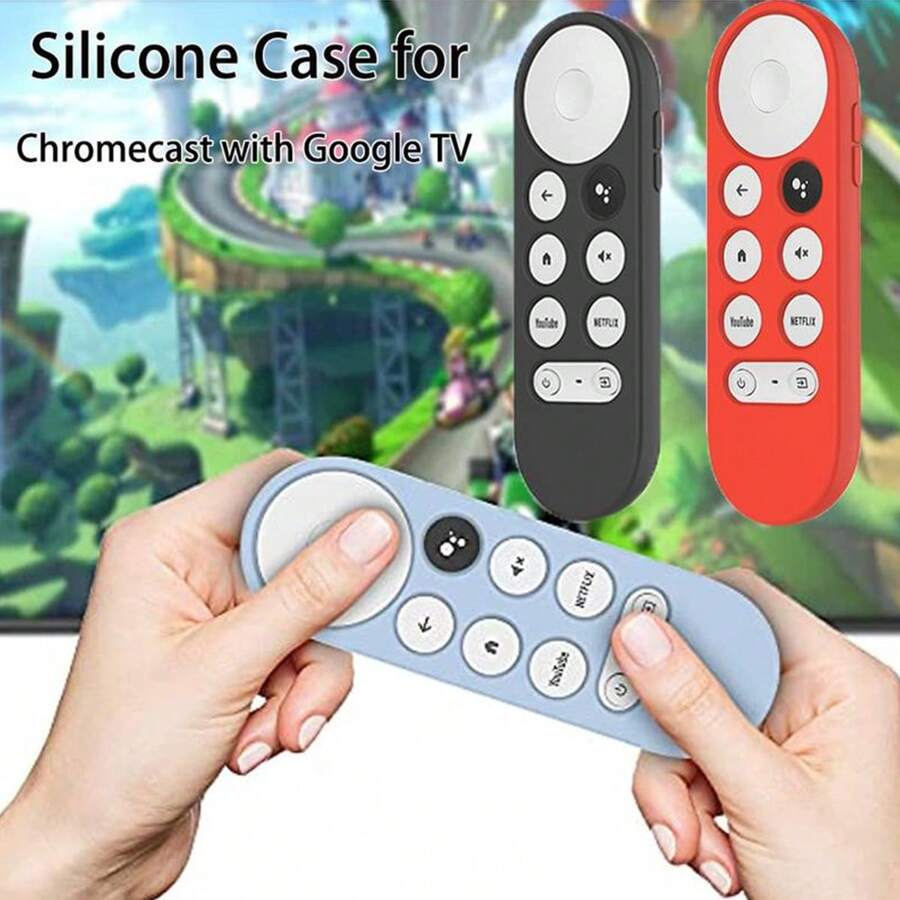 hellodigi Chromecast With  Tv Hd 2022/4k 2020語音遙控器矽膠保護套 - 適用於chromecast With  Tv語音遙控器保護殼套,防震防滑輕便保護套(淺藍色) - 藍色 - 查看 1
