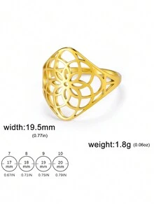 1枚女款精緻不鏽鋼向日葵戒指,時尚簡約指環珠寶,母親節感恩節禮物