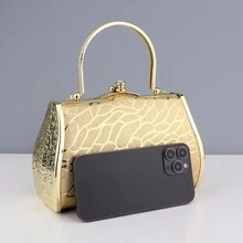 女式豪華手提包,鑲嵌鑽石金屬小日購聚會晚禮服晚宴包婚禮女性手提包