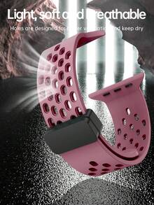 Magnetic Silicone Watch Band With Holes, Compatible With Apple Smart Watch - Burgundy - View 3