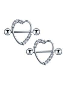 2 piezas Anillos para el pezón de 14G para mujeres, set de anillos para el pezón con barra de 16mm de acero quirúrgico con corazón de circonita y mariposa, joyería de piercing corporal lindo para San Valentín, Mamá, Madre, Día de la Madre, regalo