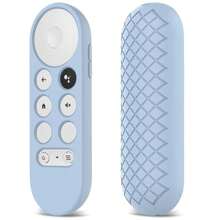 hellodigi Chromecast With  Tv Hd 2022/4k 2020語音遙控器矽膠保護套 - 適用於chromecast With  Tv語音遙控器保護殼套,防震防滑輕便保護套(淺藍色) - 藍色 - 查看 2
