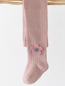 1 Pieza Chica Suave Y Cómodo Color Sólido Floral Medias - Rosa vieja - Ver 2