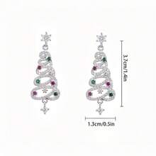 Christmas Tree Shaped Rhinestone Decor Earrings - Silver - View 2