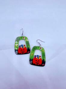 歐美風格萬聖節時尚南瓜造型耳環配件