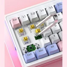 Đồng hồ Động lực Bàn phím Không dây Có dây 63 Chìa khóa RGB Đèn nền Đồng hồ Động lực Bàn phím - Hồng - Xem 5
