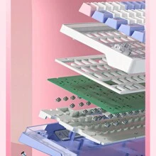 Đồng hồ Động lực Bàn phím Không dây Có dây 63 Chìa khóa RGB Đèn nền Đồng hồ Động lực Bàn phím - Hồng - Xem 7