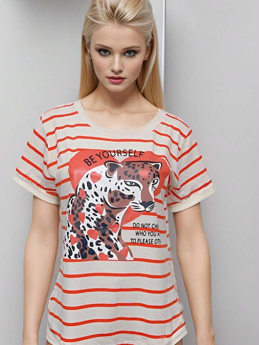 Plus Size T-shirts - 橘色 - 查看 1