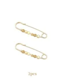 2pcs Adjustable Waist Pin For Jeans, Dresses, Etc., Can Also Be Used As Brooch - Gold - View 4