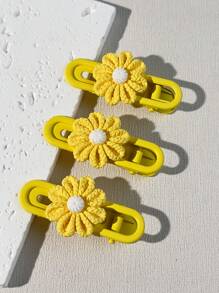 3入組/包黃色花朵髮夾 - 黃色 - 查看 1