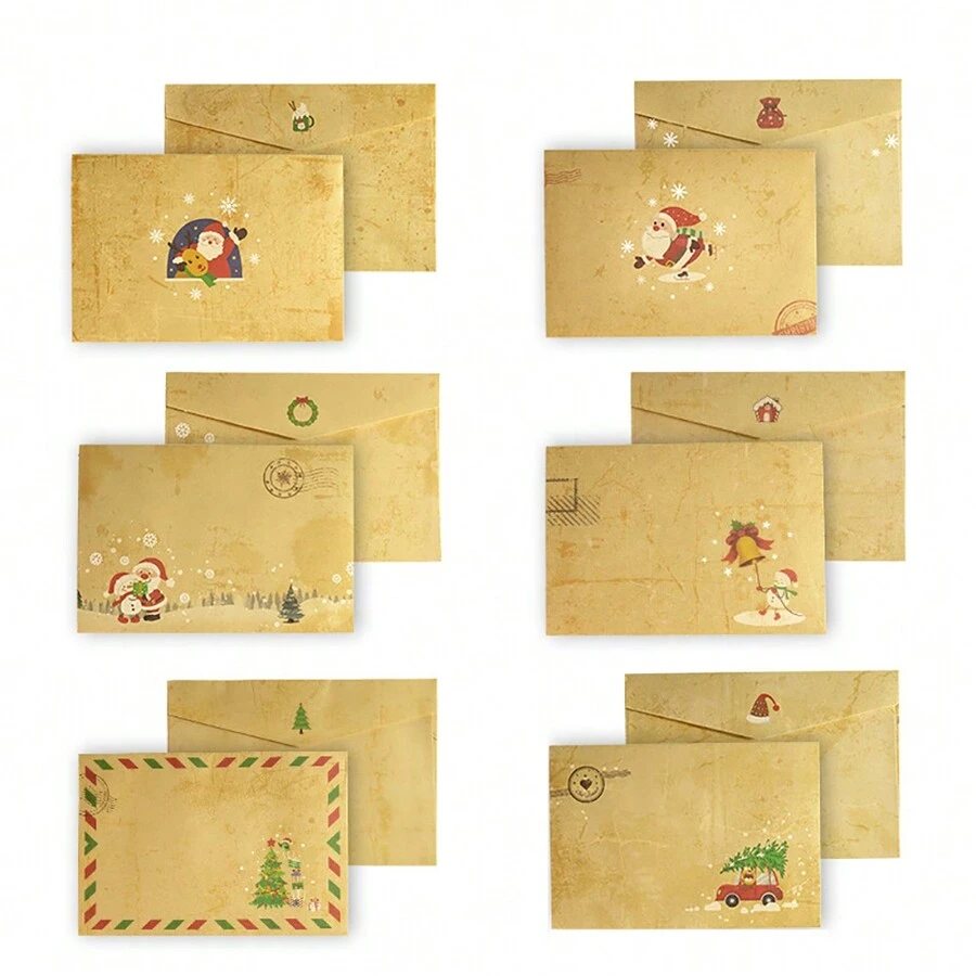 6pcs/set Brown Vintage & Simple Kraft Paper Envelopes And Letter Paper Set - Brown - View 1