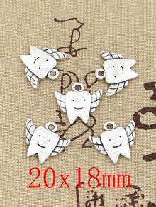 hroryn 12入組古銀色齒仙牙齒吊墜,diy手工藝品製作,珠寶鑲嵌材料 - 復古銀色 - 查看 2