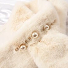 1 Miếng Màu be Trân châu Dây chuyền Khăn quàng cổ - Màu be - Xem 4