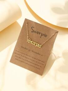 件十二生肖天蠍座牡羊座字母細節吊墜項鍊 - 金黃色 - 查看 1