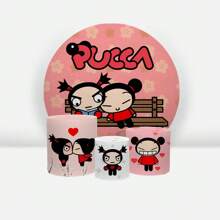 Painel De Festa 1,50 x1,50 + Trio de Capa Cilindro Padrão Diversos Temas - Pucca REF2216LUC - Visão 1