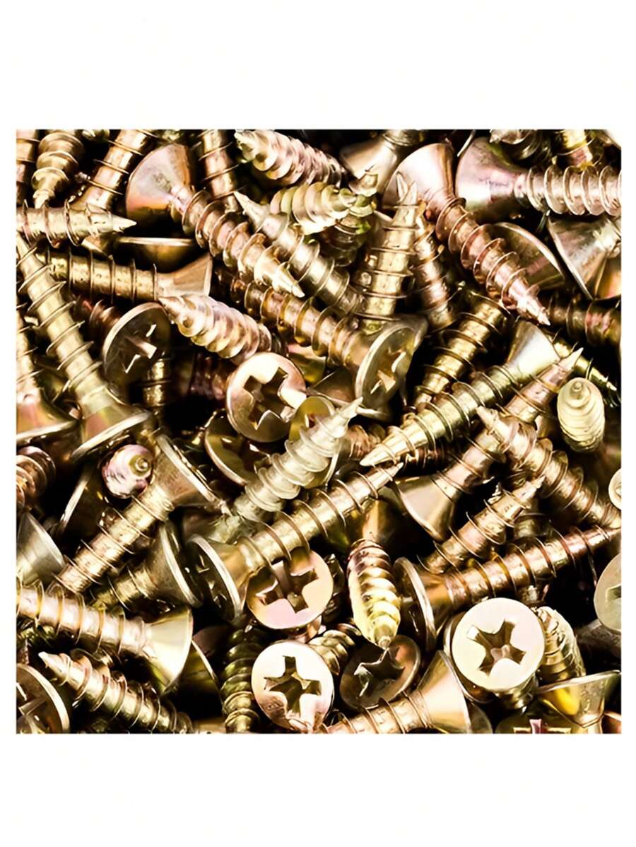 100 顆彩色鍍鋅木螺絲,粗牙十字槽沉頭自攻螺絲,適用於牆壁和膠合板