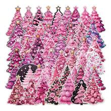 50 cái Màu hồng Cây thông noel Hình dán Đối với Tủ , Cửa sổ , Trang trí tường , Không thấm nước Creative Sổ lưu niệm Hình dán - Hồng - Xem 1