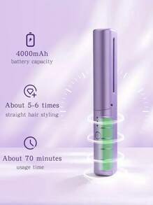 1套可充電和便攜式直髮器,無線直髮刷,具負離子的拉直刷,直髮器和捲髮器兼用,輕巧迷你適用於旅行、熱梳頭,不損傷頭髮,持久造型,電動梳子和熨平機適用於宿舍,附電池