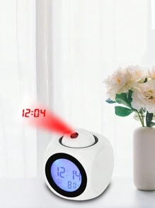 Un nuevo reloj proyector multifuncional, reloj despertador de proyección de luz LED con alarma de voz. - Blanco - Ver 7