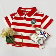 FULONGKIDS Gola Polo Masculino Infantil Com Detalhe Na Frente 1 ao 10 - Vermelho - Visão 1