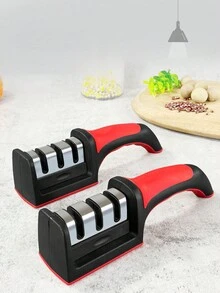 1pc Diamond Knife Sharpener, Modern Multifunction Knife And Scissor Sharpener Tool For Kitchen - Red - View 3