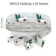 5M 复古卡车带树形有线丝带圣诞快乐印花丝带用于圣诞树装饰和蝴蝶结工艺 5.5 码 x 2 英寸，万圣节，万圣节装饰