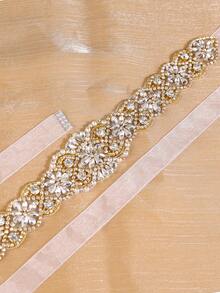 1條手工水晶鑲嵌婚禮腰帶,簡約婚禮/派對/晚會新娘腰帶