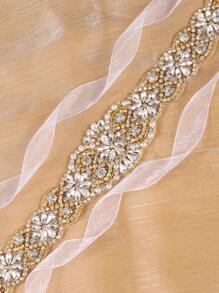 1條手工水晶鑲嵌婚禮腰帶,簡約婚禮/派對/晚會新娘腰帶