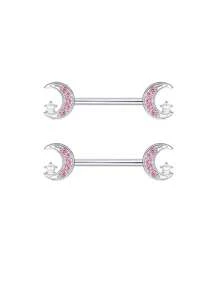 2 piezas Anillos para el pezón de 14G para mujeres, set de anillos para el pezón con barra de 16mm de acero quirúrgico con corazón de circonita y mariposa, joyería de piercing corporal lindo para San Valentín, Mamá, Madre, Día de la Madre, regalo