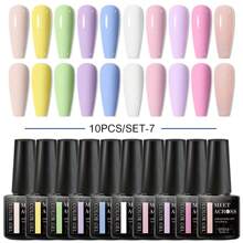 10PCS/Set 7ML Gel Nail Polish Set Nude Pink Purple Red Glitter Nail Gel Semi Permanent UV LED Varnish Nail Art Design Soak Off Nail Gel Set